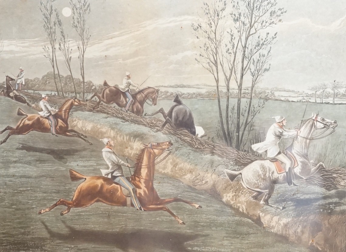 Harris after Alken, set of four coloured aquatints, 'The First Steeplechase on Record', overall 39 x 46cm